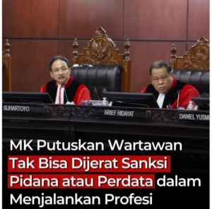 MK Tegaskan Wartawan Tak Bisa Serta-Merta Dipidana, Pasal 8 UU Pers Dimaknai Bersyarat